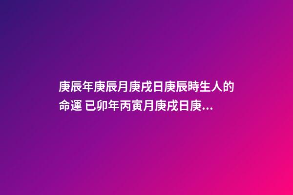庚辰年庚辰月庚戌日庚辰時生人的命運 已卯年丙寅月庚戌日庚辰時出生人運程-第1張-觀點-玄機派